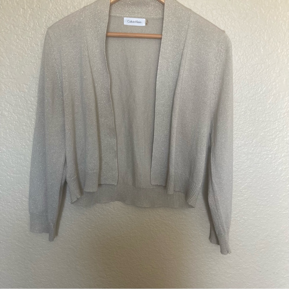 Calvin Klein Gold Knit Cover Open Cardigan Capsule Wardrobe Evening Out Medium